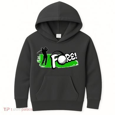 Vintage Golfer Swinging and Saying Fore Kids Hoodie