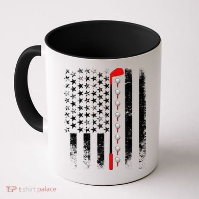 Vintage Golfing American Flag Golf Club Coffee Mug