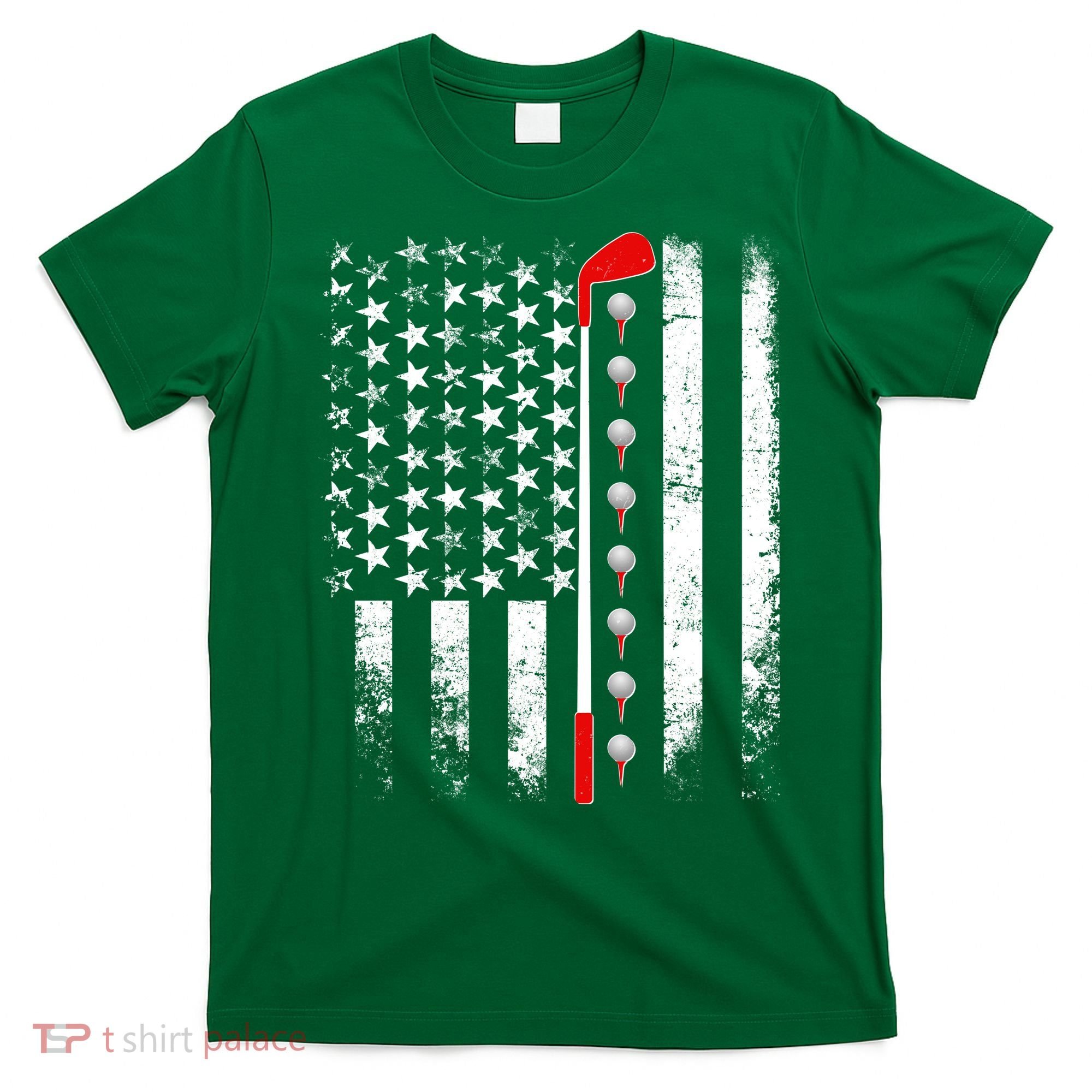 Vintage Golfing American Flag Golf Club T-Shirt