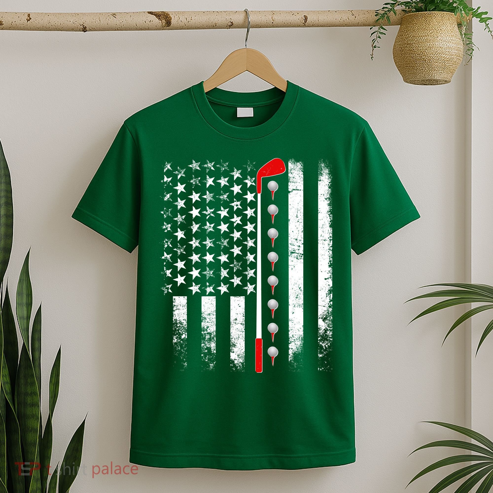 Vintage Golfing American Flag Golf Club T-Shirt