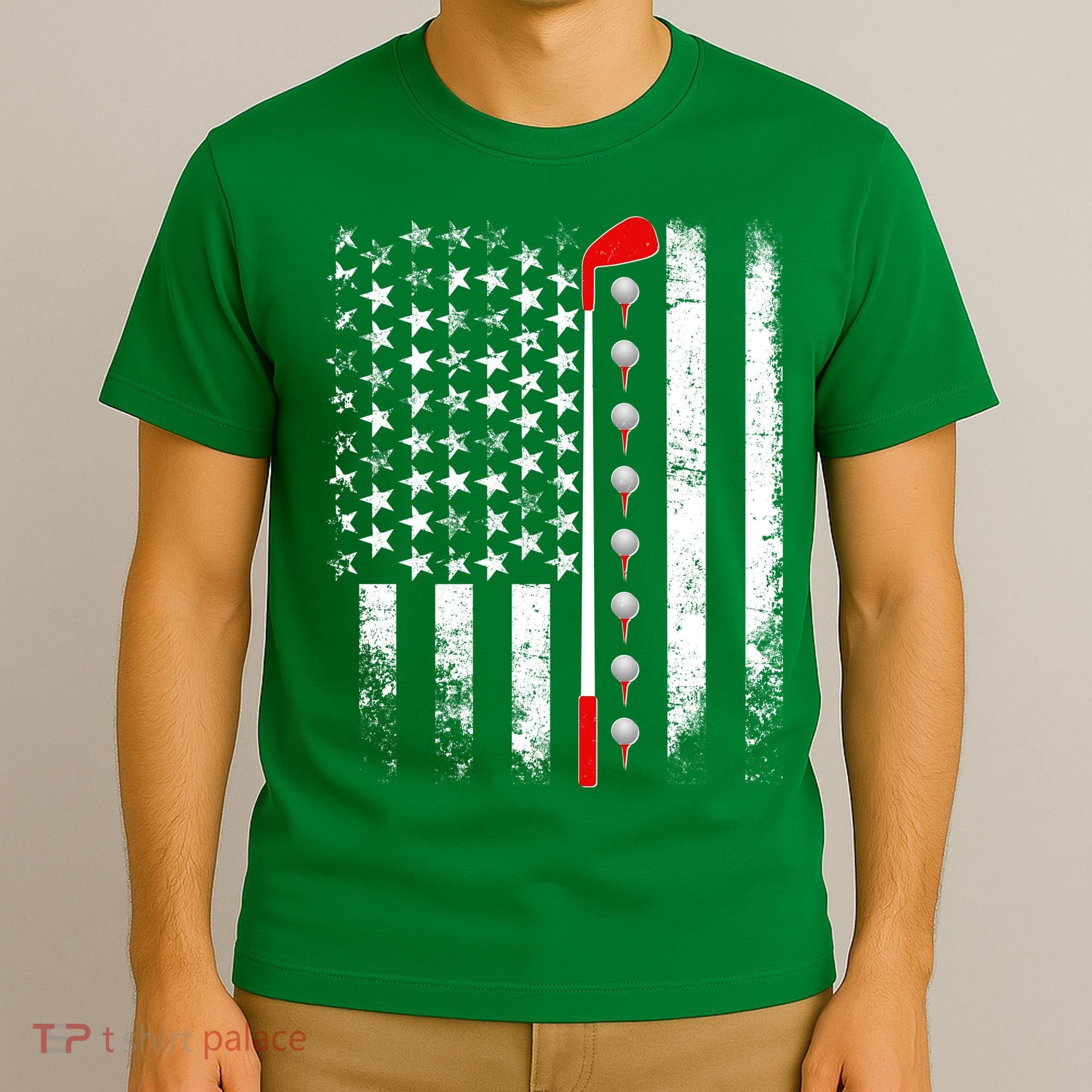 Vintage Golfing American Flag Golf Club T-Shirt