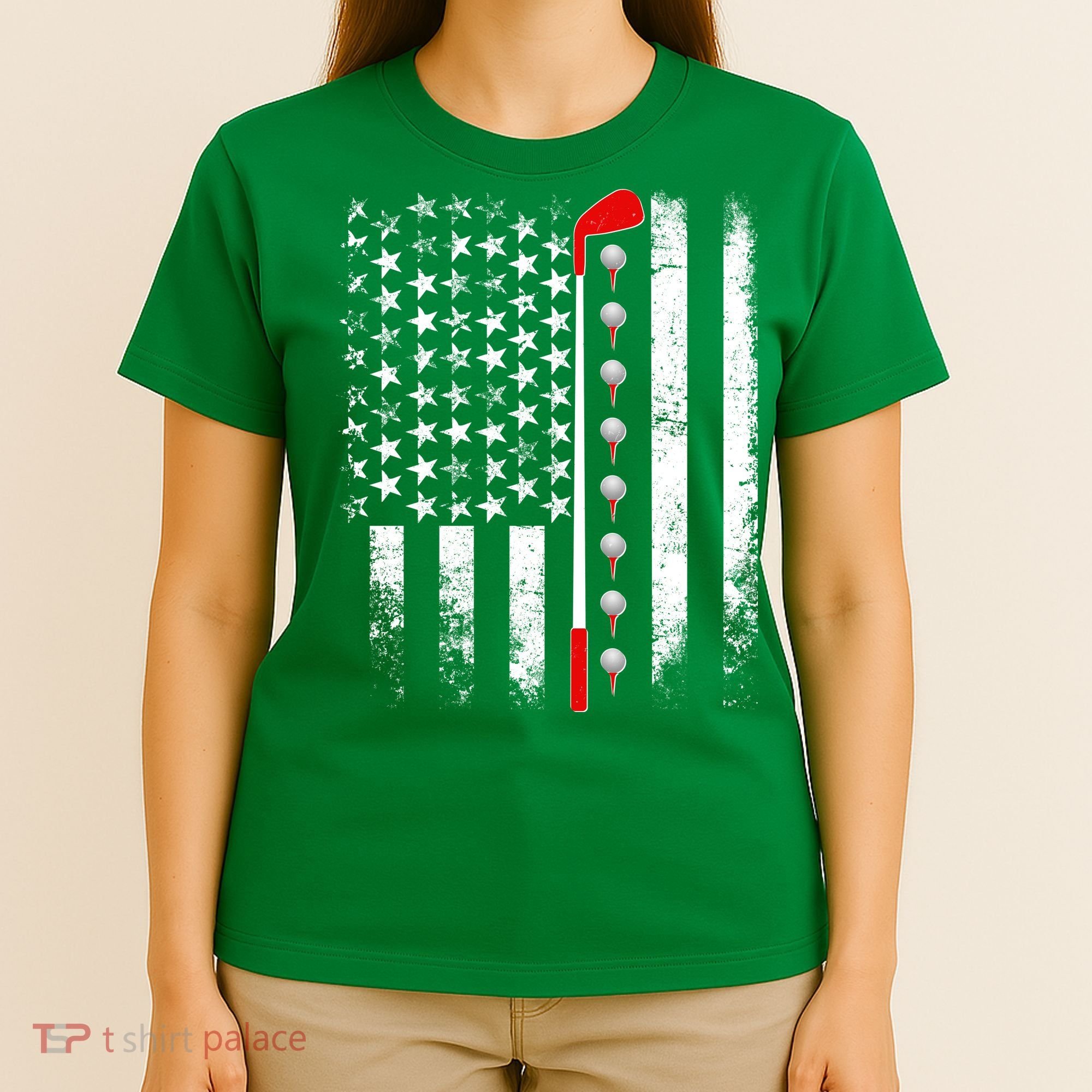 Vintage Golfing American Flag Golf Club T-Shirt