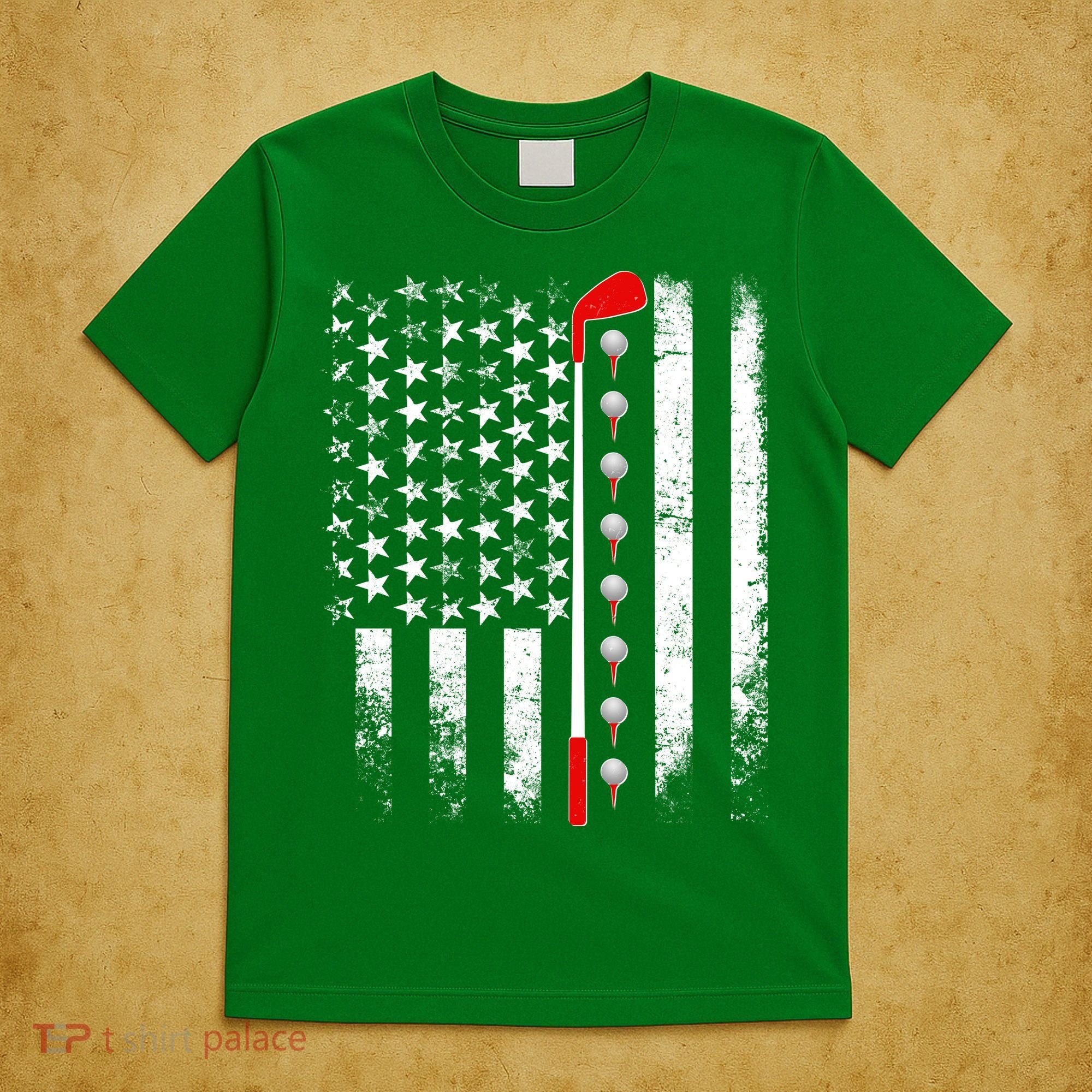 Vintage Golfing American Flag Golf Club T-Shirt