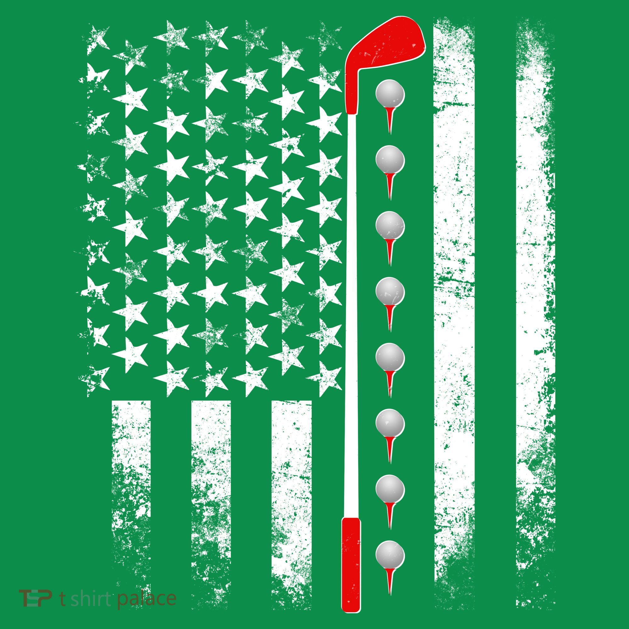 Vintage Golfing American Flag Golf Club T-Shirt