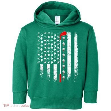 Vintage Golfing American Flag Golf Club Toddler Hoodie