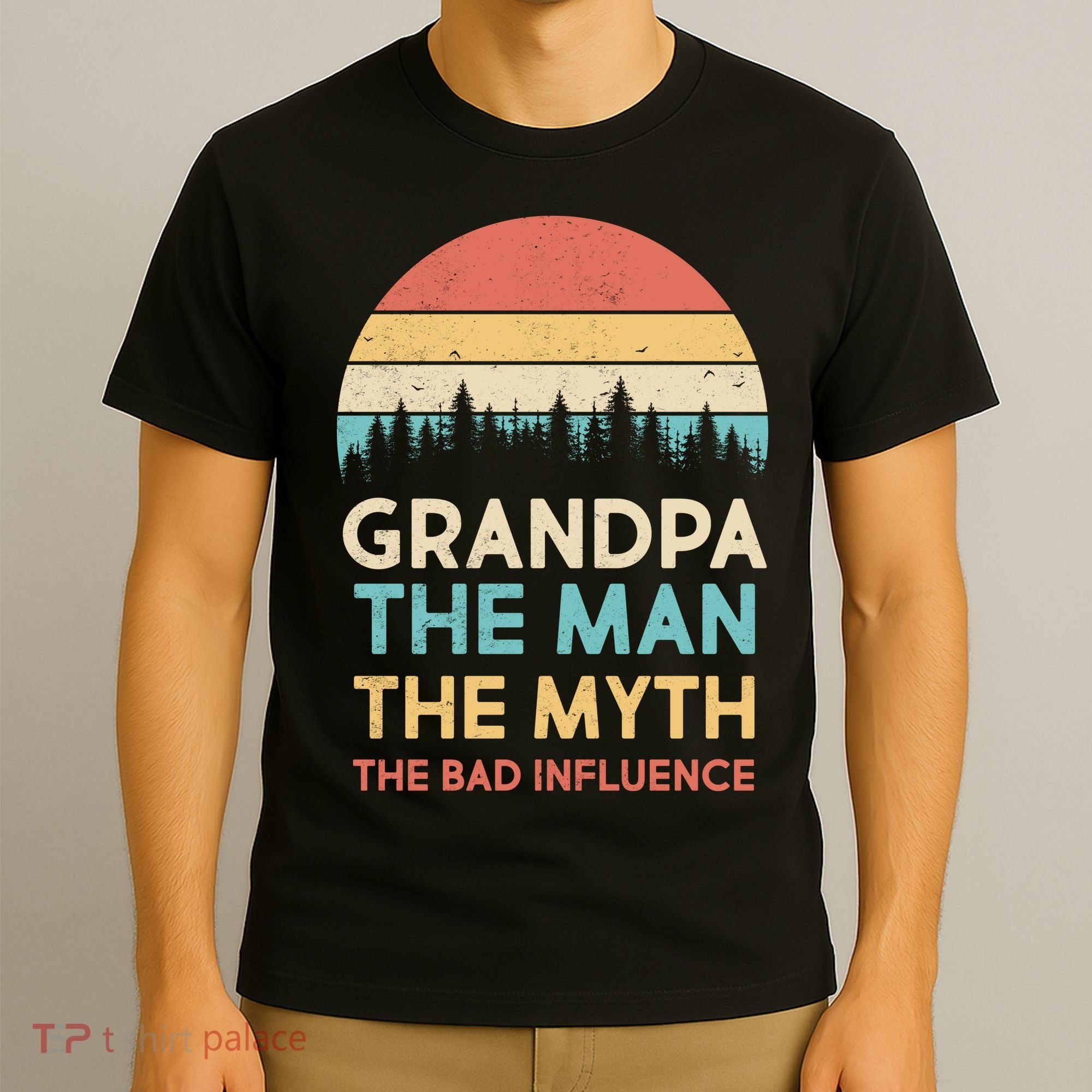 Vintage Grandpa Man Myth The Bad Influence T-Shirt