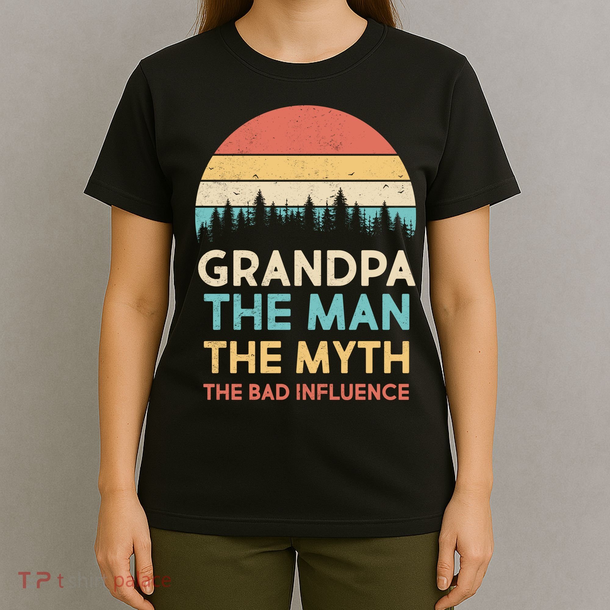 Vintage Grandpa Man Myth The Bad Influence T-Shirt