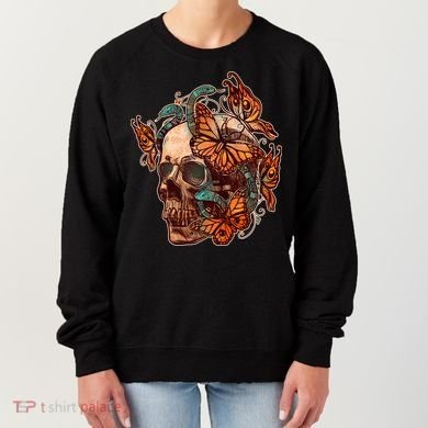Vintage Graphic Skull Snakes And Butterflies  Women's Sweatshirt