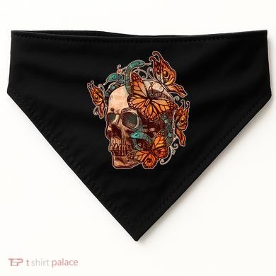 Vintage Graphic Skull Snakes And Butterflies  USA-Made Doggie Bandana