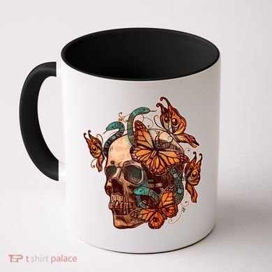 Vintage Graphic Skull Snakes And Butterflies  Coffee Mug