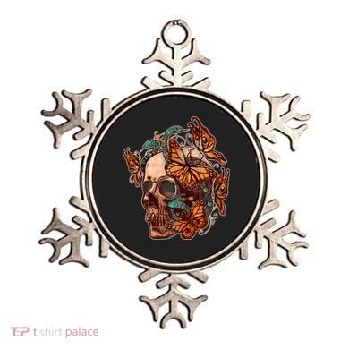 Vintage Graphic Skull Snakes And Butterflies  Ornament