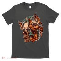 Vintage Graphic Skull Snakes And Butterflies  T-Shirt thumb 0