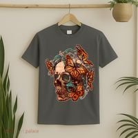 Vintage Graphic Skull Snakes And Butterflies  T-Shirt thumb 2