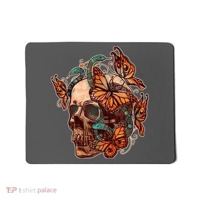 Vintage Graphic Skull Snakes And Butterflies  Mousepad