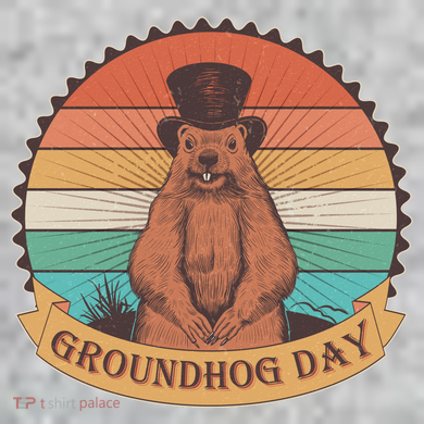 Vintage Groundhog Day Emblem The Baniff Cuffed Pom Beanie