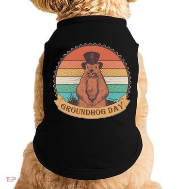 Vintage Groundhog Day Emblem Doggie Tank