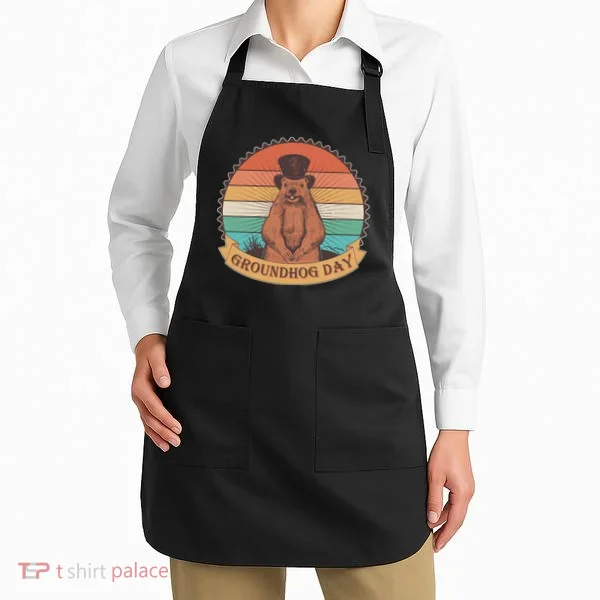 Vintage Groundhog Day Emblem Apron