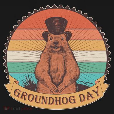 Vintage Groundhog Day Emblem Sustainable Bucket Hat