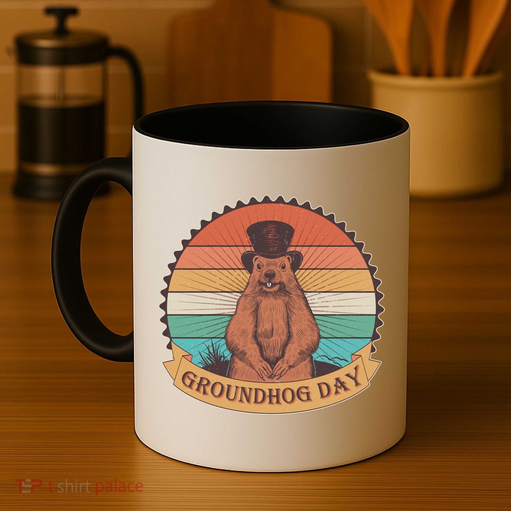 Vintage Groundhog Day Emblem Coffee Mug