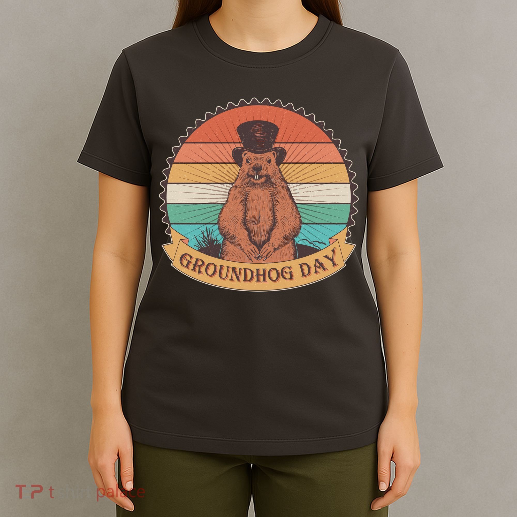 Vintage Groundhog Day Emblem T-Shirt