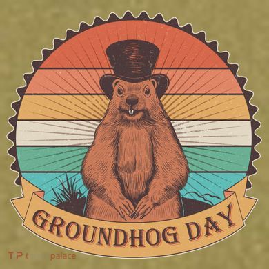 Vintage Groundhog Day Emblem Garment-Dyed Women's Muscle Tee