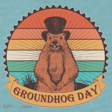 Vintage Groundhog Day Emblem Sueded Cloud Jersey T-Shirt