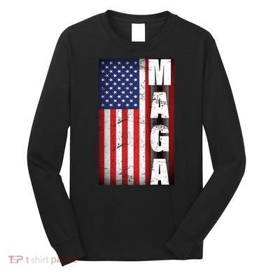 Vintage Grunge MAGA American Flag Long Sleeve Shirt
