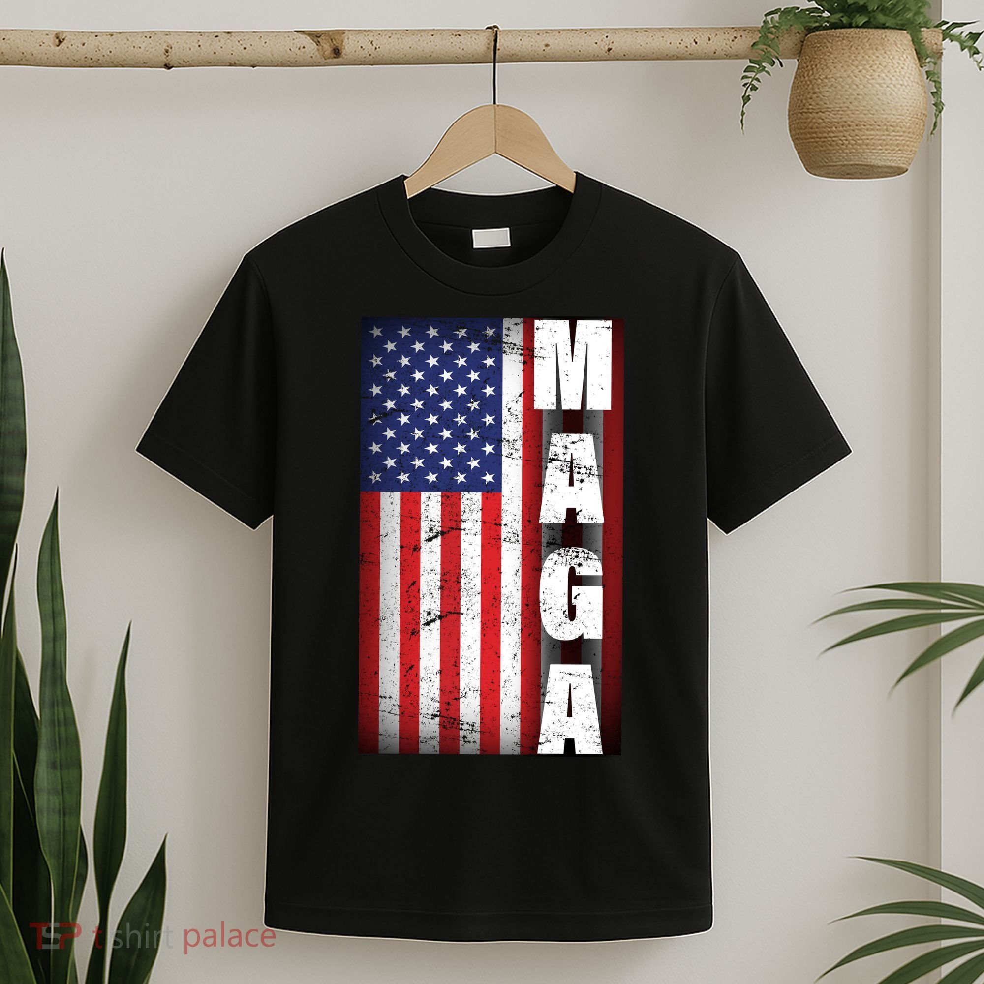 Vintage Grunge MAGA American Flag T-Shirt