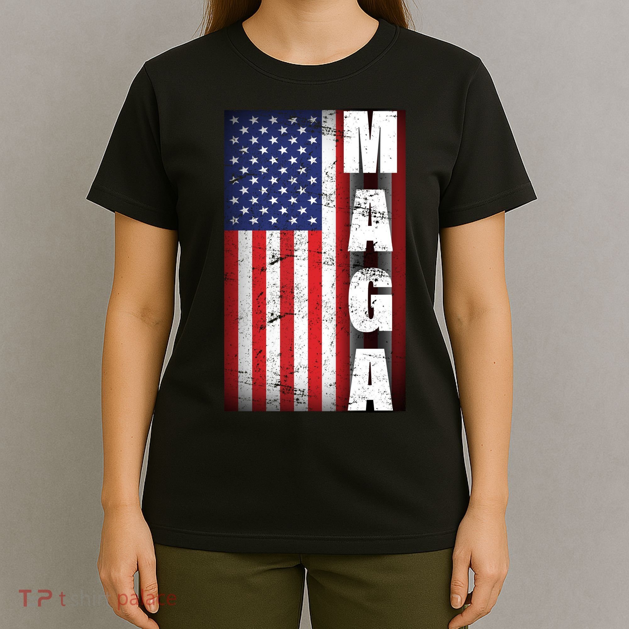 Vintage Grunge MAGA American Flag T-Shirt