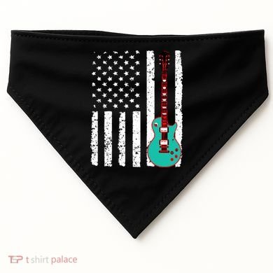 Vintage Guitar American Flag USA-Made Doggie Bandana