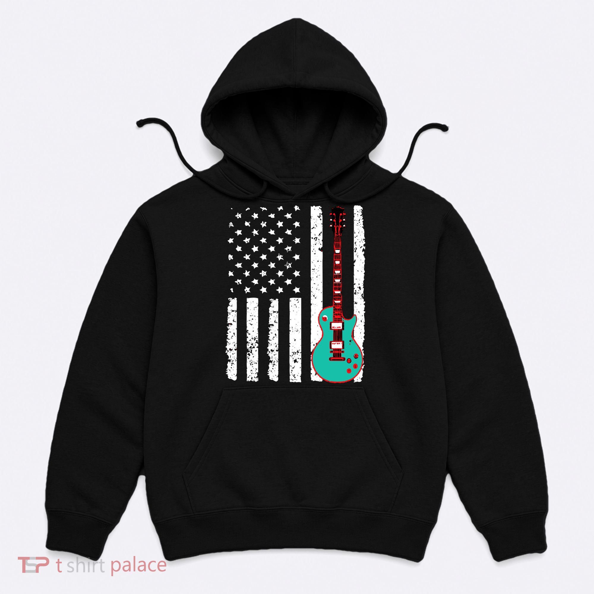 Vintage Guitar American Flag Hoodie