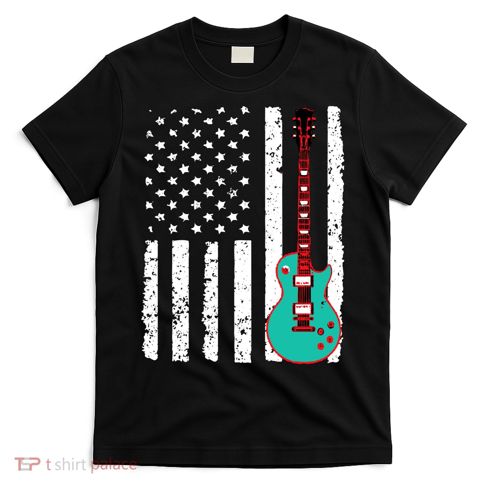 Vintage Guitar American Flag T-Shirt