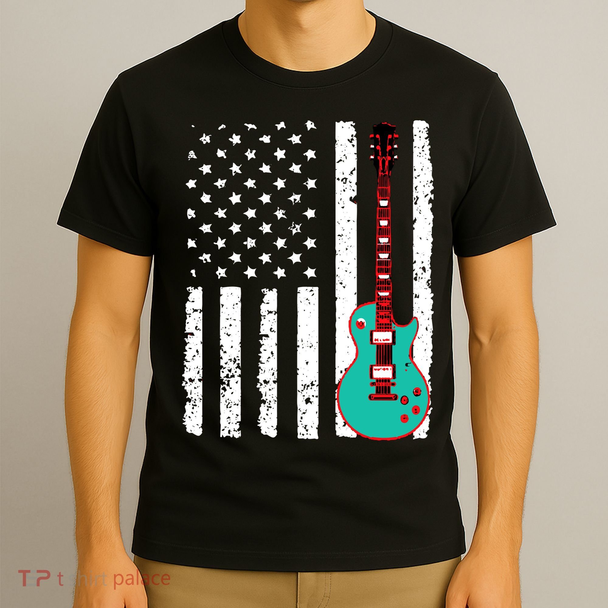 Vintage Guitar American Flag T-Shirt