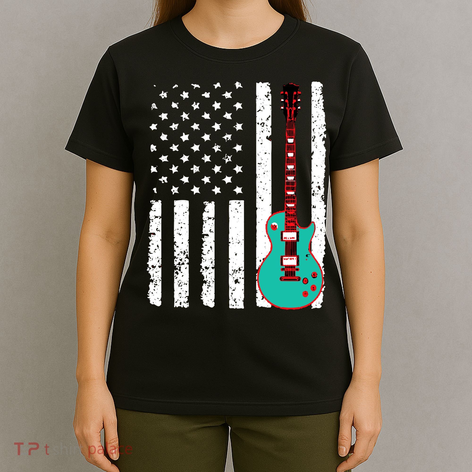 Vintage Guitar American Flag T-Shirt