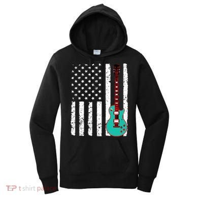 Vintage Guitar American Flag Women's Hoodie