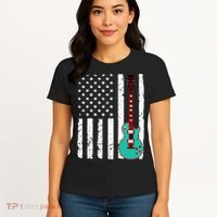 Vintage Guitar American Flag Women's T-Shirt thumb 4