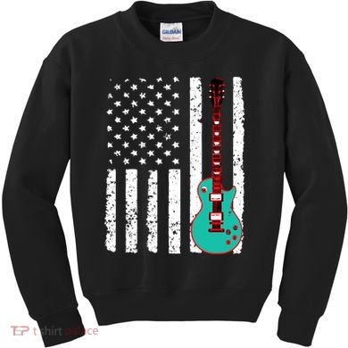 Vintage Guitar American Flag Kids Sweatshirt