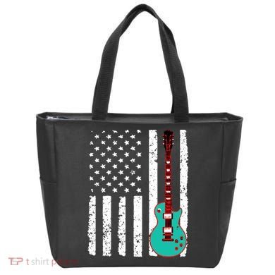 Vintage Guitar American Flag Tote Bag