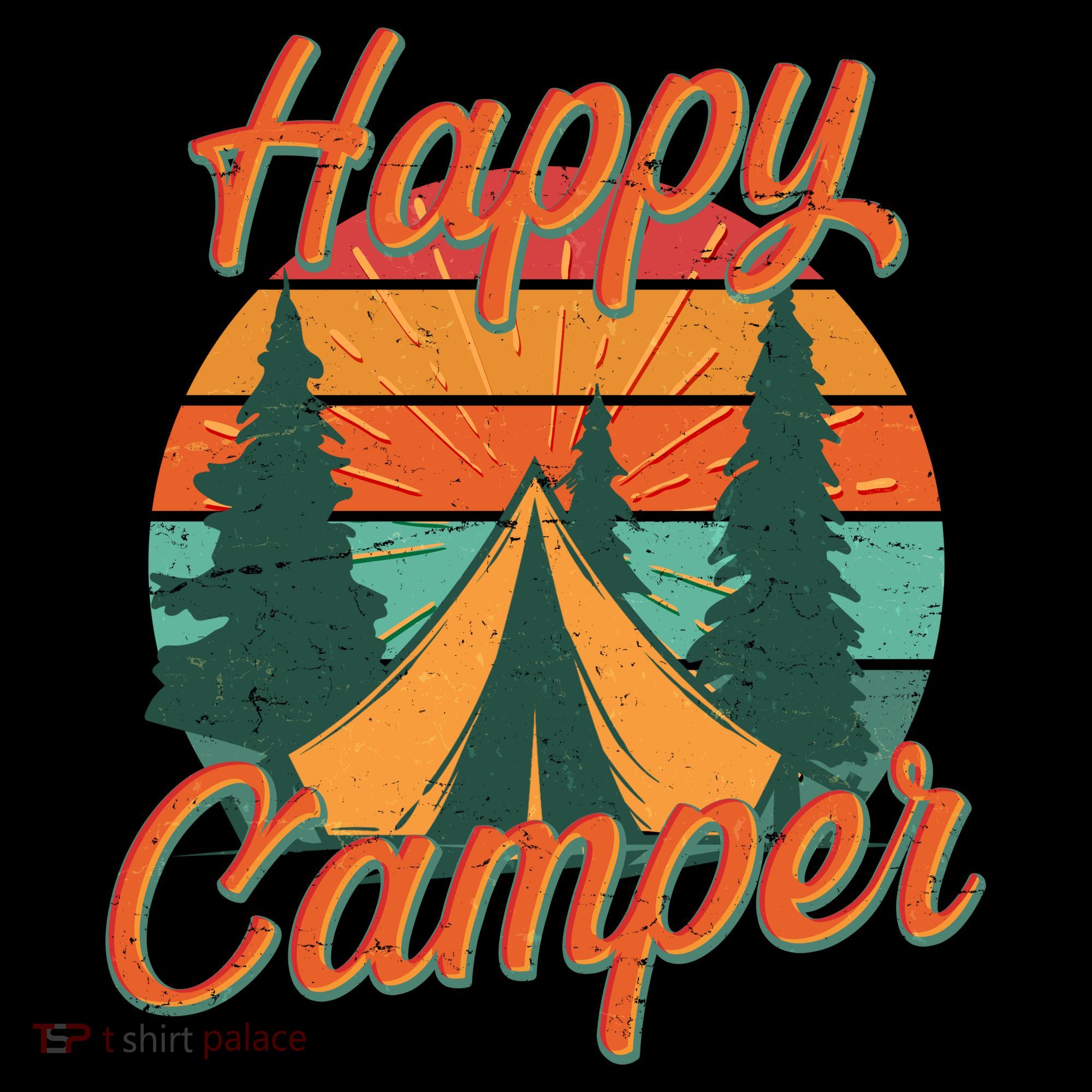 Vintage Happy Camper Emblem T-Shirt