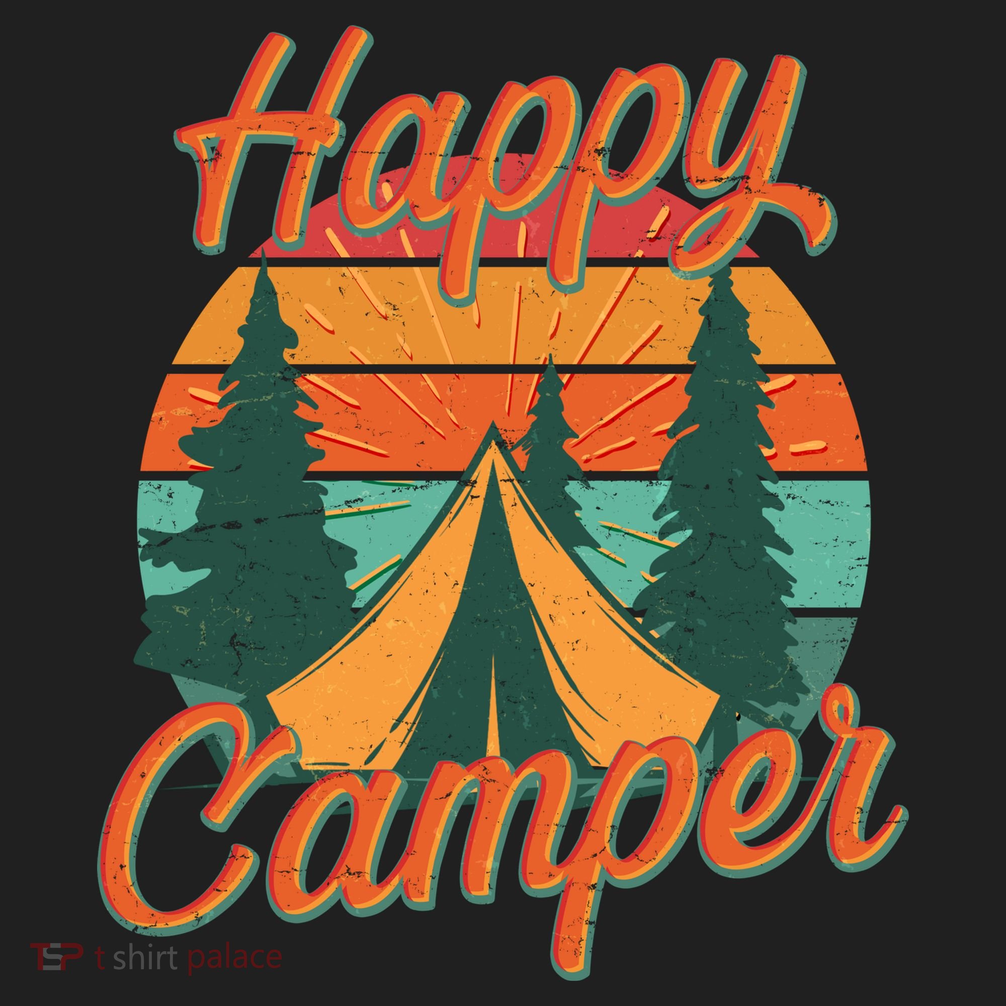 Vintage Happy Camper Emblem Beanie