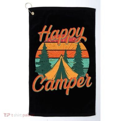 Vintage Happy Camper Emblem Golf Towel