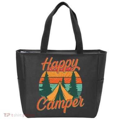 Vintage Happy Camper Emblem Tote Bag