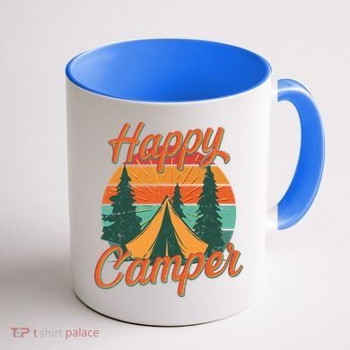 Vintage Happy Camper Emblem Coffee Mug back