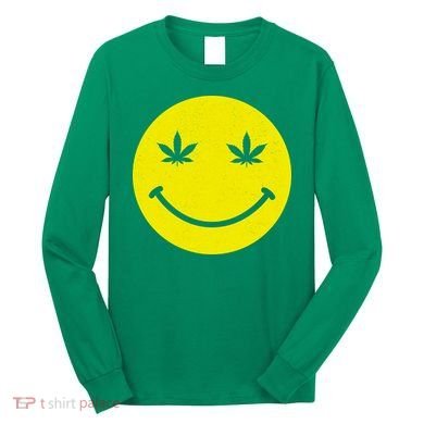 Vintage Happy Pot Smiley Face Long Sleeve Shirt
