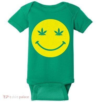 Vintage Happy Pot Smiley Face Baby Bodysuit