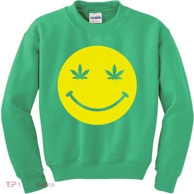 Vintage Happy Pot Smiley Face Kids Sweatshirt