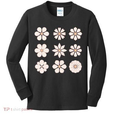 Vintage Hippie Flower Pattern Kids Long Sleeve Shirt