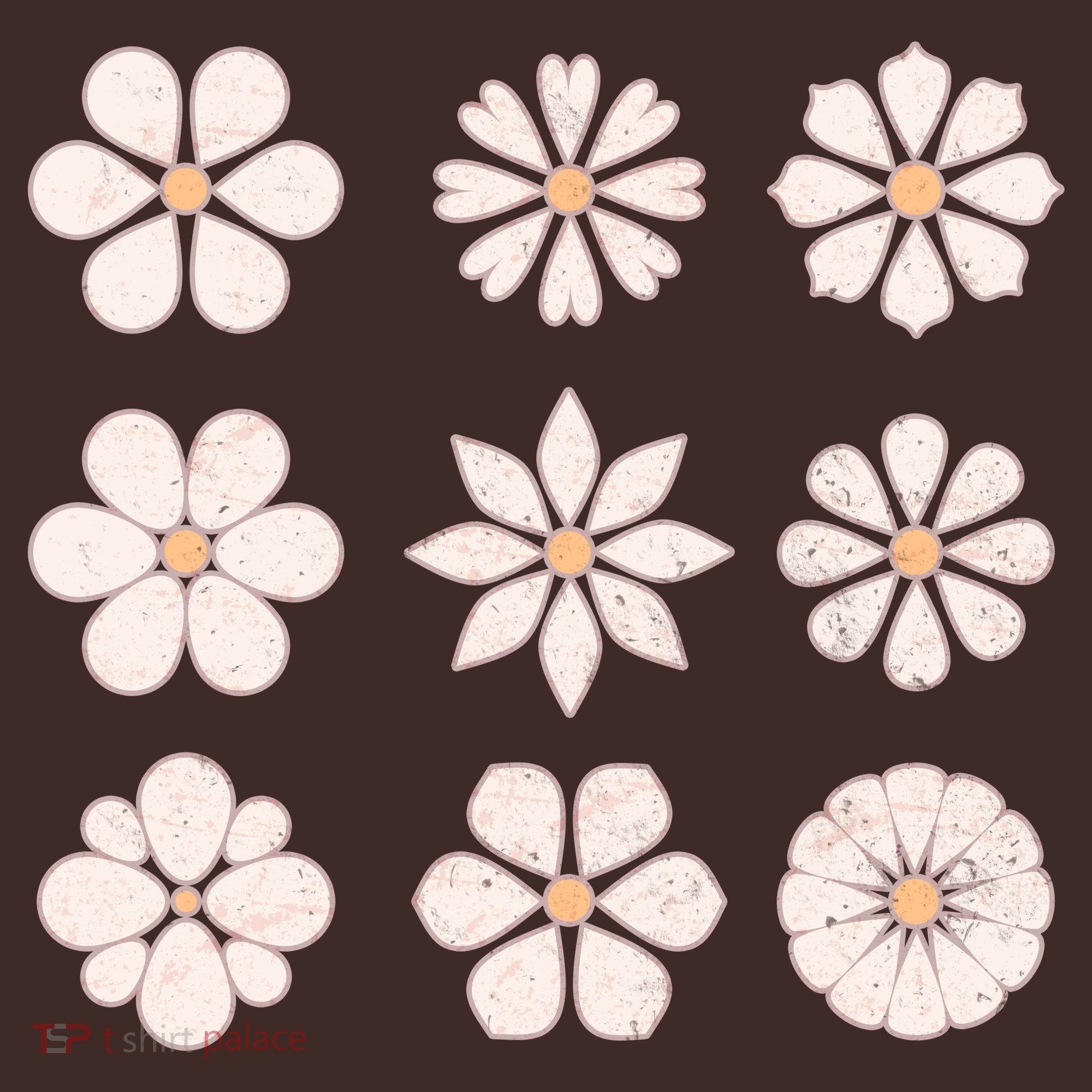 Vintage Hippie Flower Pattern T-Shirt