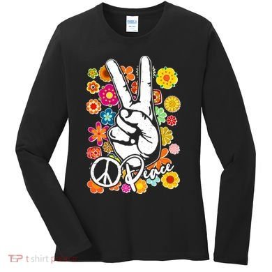 Vintage Hippie Peace Symbols Women's Long Sleeve Shirt