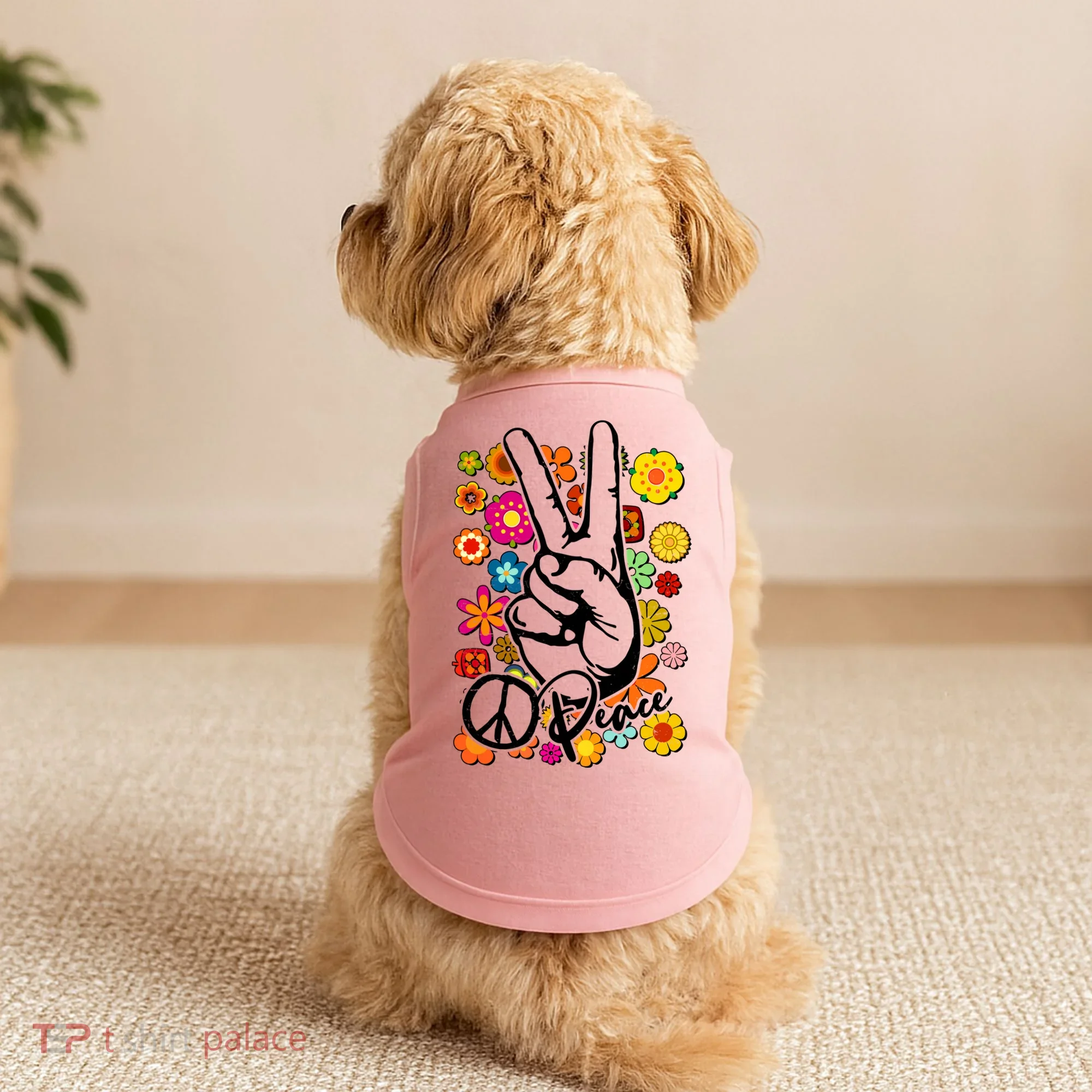 Vintage Hippie Peace Symbols Doggie Tank